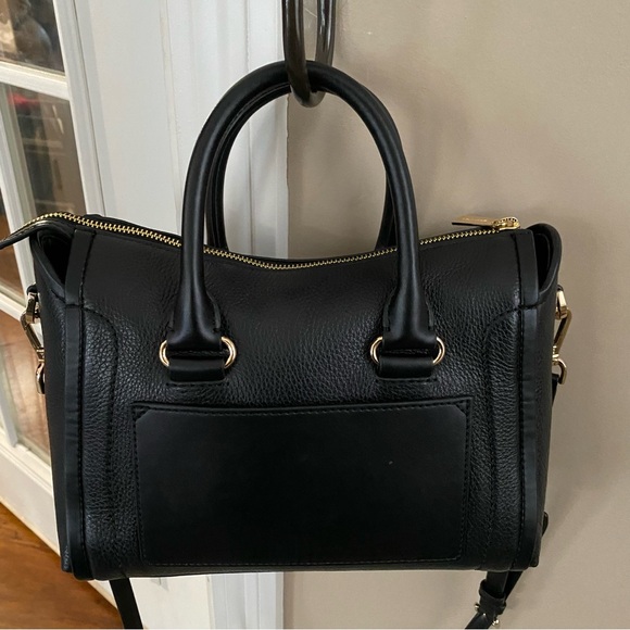 Michael Kors Carine Classic Black Medium Pebbled Genuine Leather Satchel Handbag - Picture 7 of 13